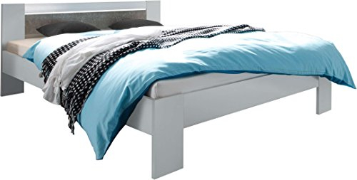 Avanti Trendstore - Pinturas - Französisches Bett 140x200 cm, Polyschaum-Matratze und Rollrost inklusive, verfügbar, ca. 145x68x204 cm (Weiß)