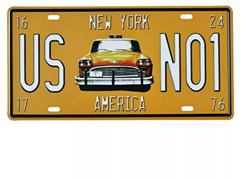 Eureya NEW YORK US NO1 Metal License Plate Plaque Wall Decor Art Painting Vintage House Bar Pub Tin Signs 15x30CM
