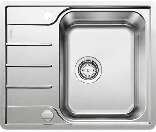 BLANCO LEMIS 45 S-IF Mini – Évier de Cuisine en Inox pour Meubles Bas de 45 cm de Large – Cuve à Fond Plat IF et Égouttoir Réduit – 525114
