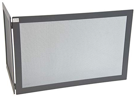 MONZA-PARASCINTILLE ANGOLARE IN FERRO BATTUTO PER CAMINO CM 70X40X45