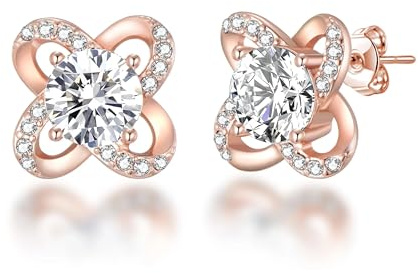 Philip Jones Rose Gold Plated Orbit Earrings Created with Zircondia® Crystals