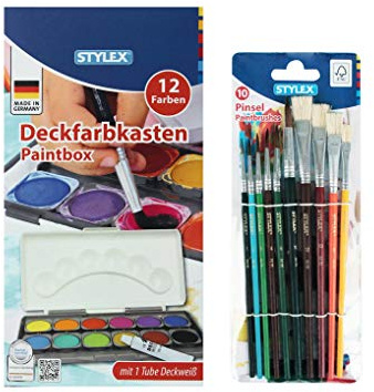 Stylex Schuldeckfarbkasten (1, Farbkasten 12 Farben + Pinsel)