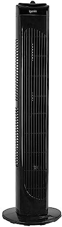 Igenix DF0029 29-Inch Oscillating Tower Fan, 40W Powerful Airflow, 3 Speed Settings, Overheat Protection, Quiet Operation – Ideal for Home and Office Use – Black