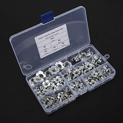 T-Muttern Nietmutter, Vier Krallenmutter, exquisiter 110-teiliger Edelstahl-Hammerkopf, für M10 M8 M6 M5 M4 M3 Sortiment Kit 1 Box