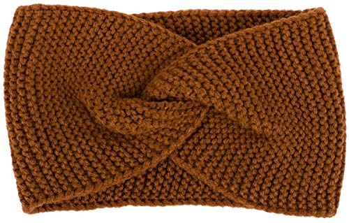 styleBREAKER Damen Feinstrick Stirnband Krausstrick Knoten, Cognac | Bundweite 20 cm (elastisch für 41-59 cm Kopfumfang), 12 cm breit, weicher Ohrenwärmer mit gewellter Oberfläche.