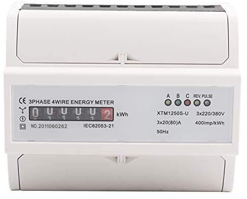 BWLZSP Compteur KWh Électrique triphasé, igital Compteur électrique triphasé à 4 fils sur rail DIN 20 (80) A Compteur électronique de kWh, compteur d'énergie triphasé sur rail DIN