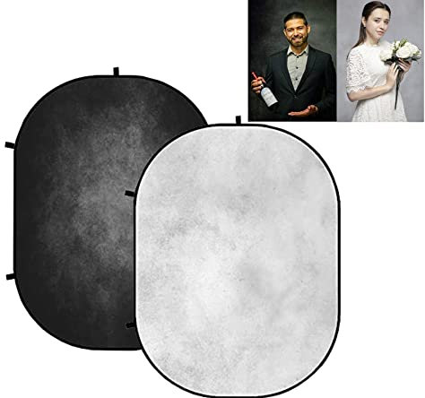 Kate Toiles de Fond Pliable Pop-Up Photo Fond Gris/Noir Double Face Pliable Photographie Toile de Fond pour Accessoires de Studio Photo,5x6.5ft/1.5x2m