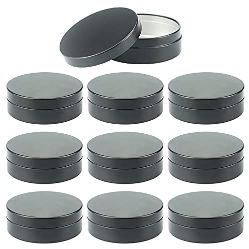 ZEOABSY 12 Stück 100ml Schwarz Leere Aluminiumdose Aluminium Runde Dosen Aludose mit Stülpdeckel Blechdosen Cremedosen für DIY Salben Kerze Kosmetik Rasierseife