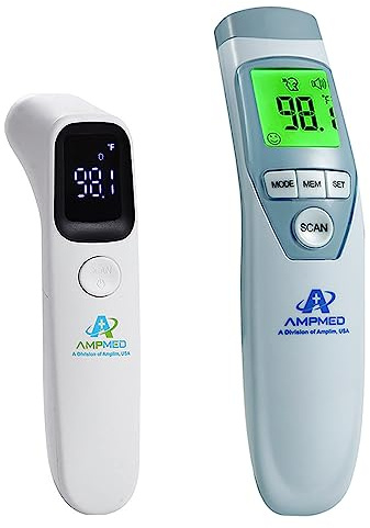 Amplim 2-Pack Hospital & Medical Grade Non Contact Digital Infrared Forehead Thermometer for Babies, Kids, and Adults. FSA HSA Eligible
