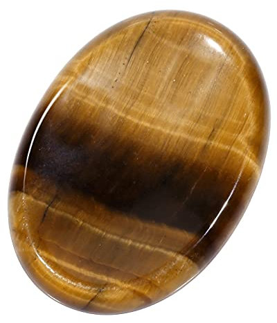 Nupuyai Pierre d'inquiétude pour le pouce en cristal poli, pierre de poche pour la guérison de l'anxiété par le Reiki et le soulagement du stress, Pierre d'oeil de tigre