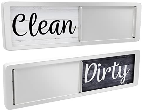 Dishwasher Magnet Clean Dirty Sign, Clean Dirty Magnet for Dishwasher, Rustic Farmhouse Kitchen Decor, Magnetic Dish Washer Sign Indicator, Sliding Rustic Dish Washer Signs, Black & White Wood