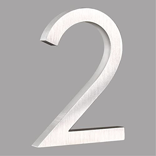 HASWARE Numero civico galleggiante 6 pollici (15 cm) Elegante porta numeri targa alfabeto Numeri indirizzo di casa (2, Argento)