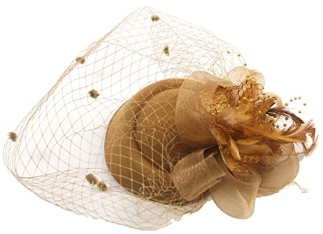 COSFAN Fascinators Hut,50s Women's Feather Headband,Flower Mesh Face Veil Feather Hair Clip,Hair Accessories for Cocktail Tea Party Masquerade