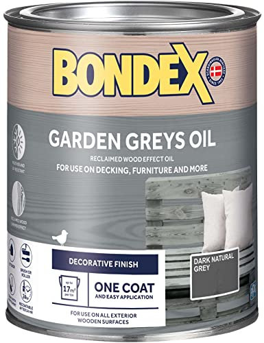 Bondex Garden Greys Wood Effect Oil - Dark Natural Grey – Suitable for all Wood Types – Easy Apply One Coat - 750ml