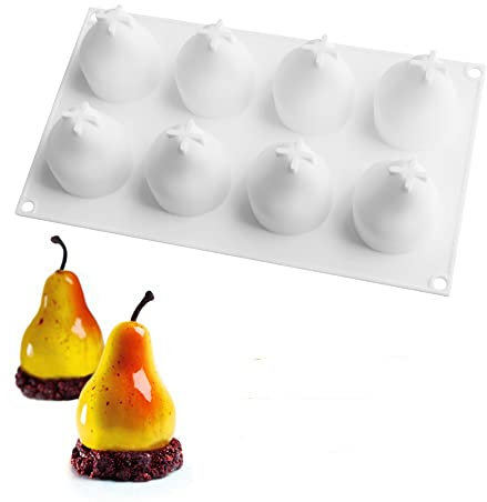 Stampo in silicone Dessert Stampo per torta in silicone per cuocere fondente Stampo a forma di frutta Zucchero Candy Gelatina Bakeware Cioccolatini (pera E_29,7x17,4x8,1 cm)
