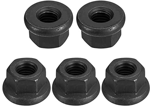 sourcing map M8 Flange Hex Nuts, 5pcs Grade 10.9 Carbon Steel Black Oxide Finished Hex Flange Nuts for Machinery