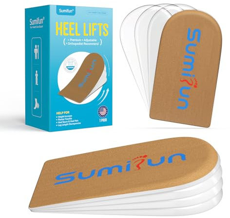 Sumifun Talonnette à 4 couches en gel de 2,5 cm pour femme, jambes inégales, levage orthopédique réglable pour douleurs au talon, inserts compensés de 6,35 mm