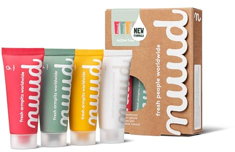 nuud Family Pack | new cream | 4 x 20ml | value deal | natural, vegan cream deodorant, effective for 3 days, no perfume, no aluminium, for women & men, 10 months supply, dermatologically approved