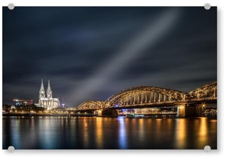 artboxONE Acrylglasbild 60x40 cm Städte Köln im Dunkeln Bild hinter Acrylglas - Bild köln Cityscape dunkel