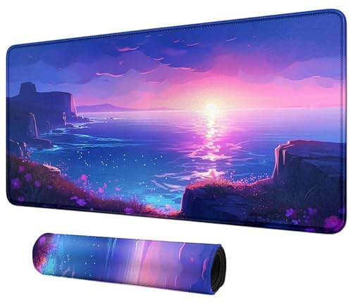 DIGTIALL Kortmatta för MTG & TCG – 60 cm x 35 cm lekmatta musmatta för samlarkortspel, RPG, CCG – datorkontor spelmatta i havsblå himmel lila