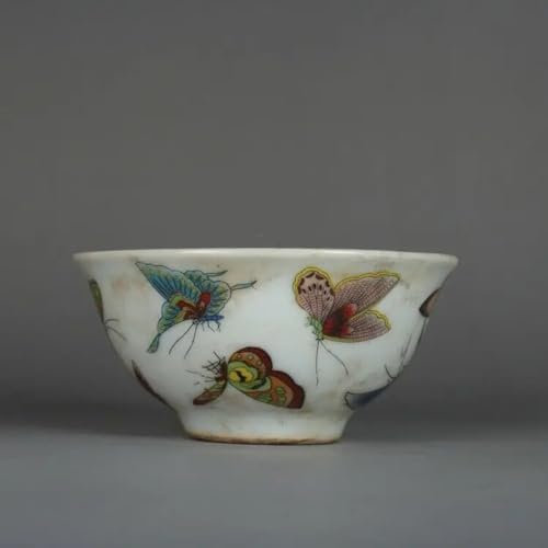 YTDJJWLS Taza de té de porcelana de 9 cm con diseño de rosa y mariposa antigua de la familia china