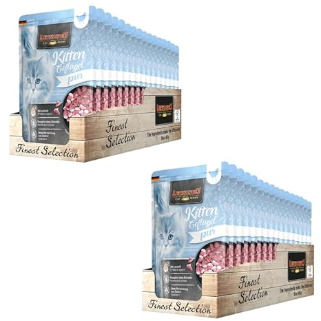 Leonardo Finest Selection Kitten Geflügel | Doppelpack | 2 x 16 x 85 g | Nassfutter für Kitten | Empfohlen für die ersten Lebensmonate | Frischebeutel