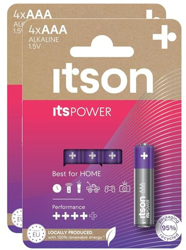 ITSON Lot de 2 x 4 Piles Alcalines LR03/AAA 1,5V ItsPOWER