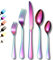 20 Piece Cutlery Set in Rainbow Colour Service for 4, High-Grade Mirror Finish Tableware, Stainless Steel Flatware Serving Set, Dishwasher Safe Forks, Knives, & Spoons, Easy Clean