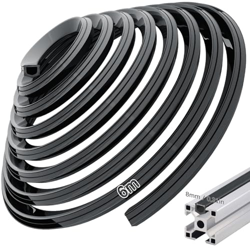Mbsomnus Aluprofil Staubschutz 6m, Kantenstreifen Nut 8 (30x30, 40x40) | Soft PVC Nut Abdeckung 8mm, Aluprofil Zubehör, für Item Profil 30/40, V Type Slot, T Type Slot, 3D Drucker
