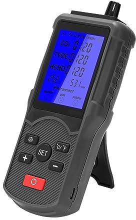 AUBEST Professional Dust Particle Counter, Multifunctional High Accuracy Air Quality Tester Professional CO2 TVOC Meter Temperature Humidity Measuring Device