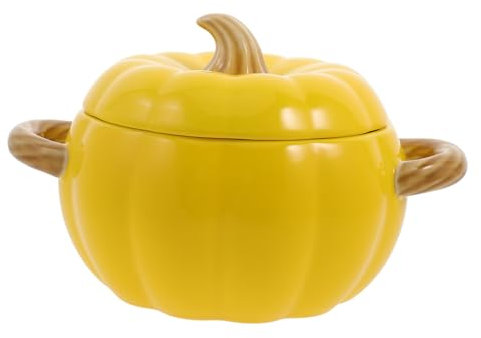 HAKIDZEL Bol à Soupe Céramique Avec Couvercle Soupière Forme De Citrouille Pour Repas Festifs Et Décoration Bol à Instant Noodles Et Desserts Double Poignée Pour Cuisine Et Restaurant