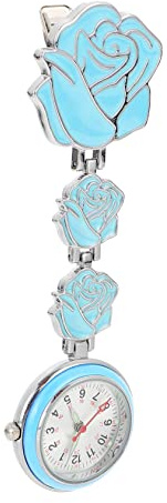 LIFKOME Taschenuhr Damen Broschen Abzeichen Krankenschwester Uhr Medical Watch Female Watch Damenuhren Brustuhr mit Rosenmuster Krankenschwestern schauen zu Normaler Glasspiegel Orange