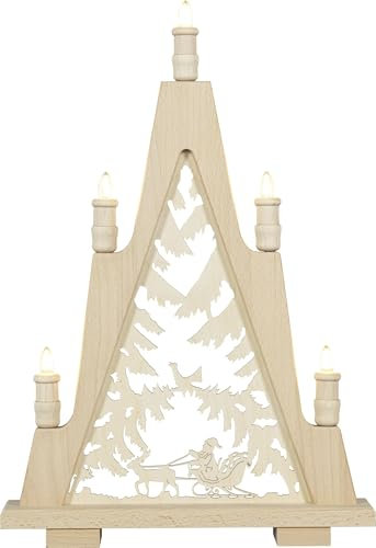 Rudolphs Schatzkiste Lichterspitze Weihnachtsmann-Schlittenfahrt mit LED-Beleuchtung BxHxT 35x51,5x6cm NEU Leuchterbogen Lichterbogen Motivleuchte LED Beleuchtung Fensterbeleuchtung Lichterbogen