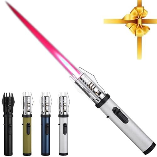 Torch Lighter, Butane Gas Lighter, Refillable Windproof Jet Flame Lighter, Bright Flame Lighter with Safety Lock and Adjustable Flame, Cool Lightsaber Lighter for Candles, Campfires, BBQ, Baking, Camp