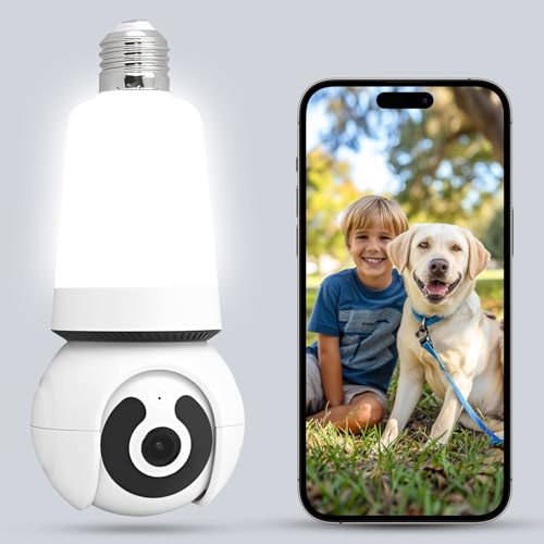 Xuzimaoyi Security Camera, Outdoor Wireless Camera 2.4G Hz Camera for Home Security, 355 Degree Panoramic, Motion Detection and Alarm, 24/7 Recording