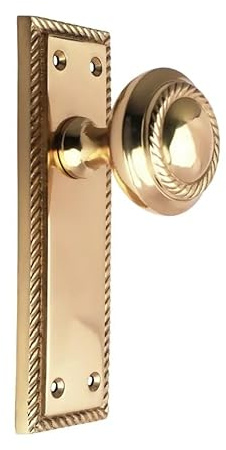 Designer Levers Georgian Door Knob, Polished Brass