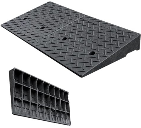 REDEXI Rampe De Seuil De Garage Rampe De Fauteuil Roulant Hauteur 9cm-20cm, Rampe D'accès en Caoutchouc Rampe Trottoir pour Voiture Scooter Vélo Moto(100x50x18cm)