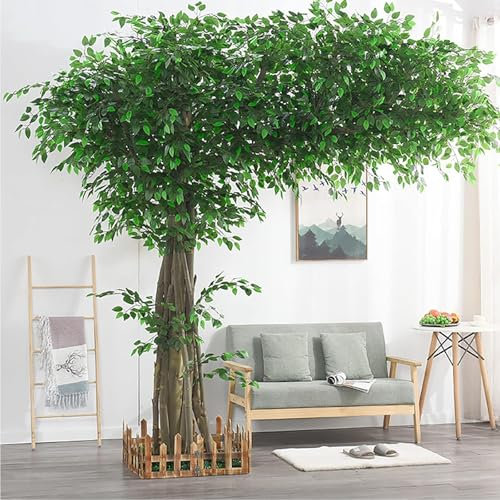 DDZJTPP Großer Künstlicher Banyan Baum Für Den Außenbereich Mit Echtem Holzstamm, Hotel Landschaftsbau Baum,Künstliche Pflanzen,Wunschbaum Für Moderne Innendekoration,1.5 * 1.5m/4.9x4.9ft