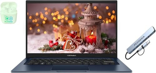 ASUS Computer portatile FHD Vivobook da 14 pollici, 12 GB di RAM e 512 GB di memoria (SSD da 256 GB + set di docking station da 256 GB), Intel Core i3 a 6 core, Windows 11 Pro con Microsoft Office