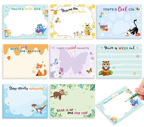 JSRQT 8 Stück Süße Tiere Haftnotizen, Lustige Inspirierende Selbstklebende Notizblöcke Sticky Notes Kinder, Kleine Selbstklebende Klebezettel Haftnotizen für Schule Büro Planerinnerung Schreibwaren