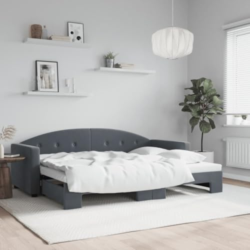 Juroupi Tagesbett Ausziehbar Bett Ausziehbar Daybed Tagesbett Ausziehbar Sofabett Ausziehbares Bett Dunkelgrau 80x200 cm Samt - 3197295