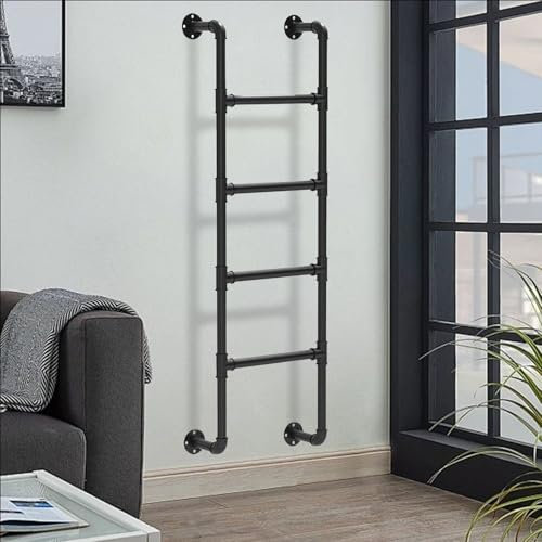 Metall Wandmontierte Loftleiter 100 300 cm Höhe 150 kg Tragfähigkeit ideal für Wohnheim Bibliothek Wohnheim Wohnmobil Rüstung Fenster gut Leiter Etagenbett Zugang Leiter (125 cm/49 Zoll)