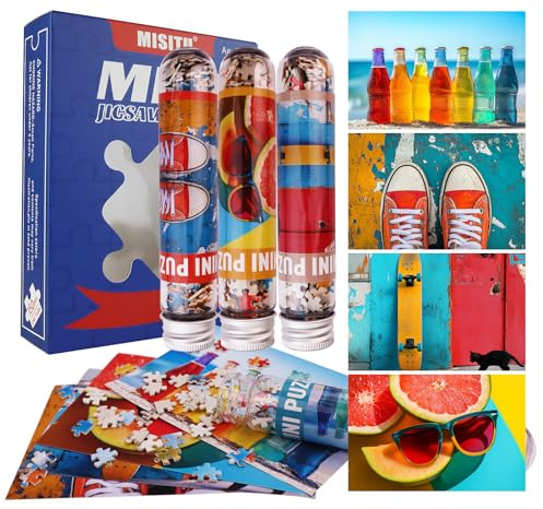 MISITU 4er-Pack mit 150-teiligen Mini-Puzzles für Erwachsene, kleine knifflige Sommerthema Puzzle