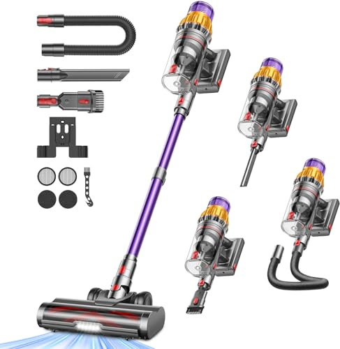 Aspirapolvere Senza Fili 48KPa/550W/70 Min, 2.0L, Scopa Elettrica Senza Fili Potente con OLED Touch Intelligente, Filtraggio a 11 Stadi, Spazzola Anti-Groviglio per Pavimenti/Tappeti/Peli Animali/Auto