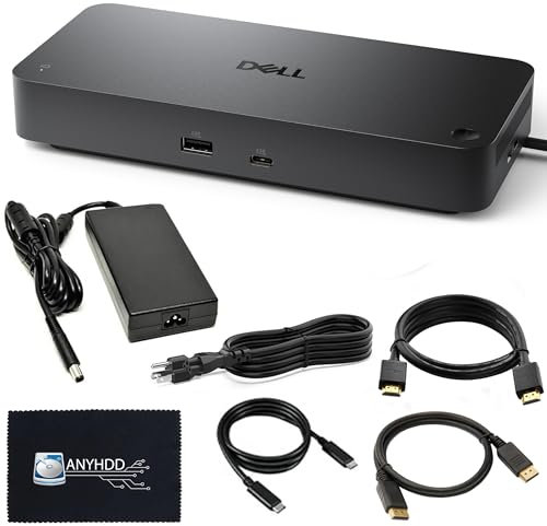 Dell Pro Smart Dock SD25 Bundle - 10Gbps, 3 Year Warranty, Supports Dual/Triple Monitors & 4K Displays with 180W Power Adapter, Anyhdd HDMI, DisplayPort, USB C Cable, Cloth - Docking Station