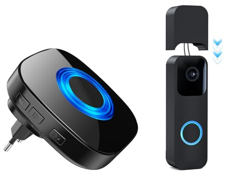 PHYSEN Funksignal Weiterleitung, Speziell für Blink Doorbell, Funkklingel Set, Nur für den Fest Verkabelten Modus, 58 Melodien & 5 Lautstärkestufen, Reichweite bis zu 200 m, 1 Empfänger und 1 Sender