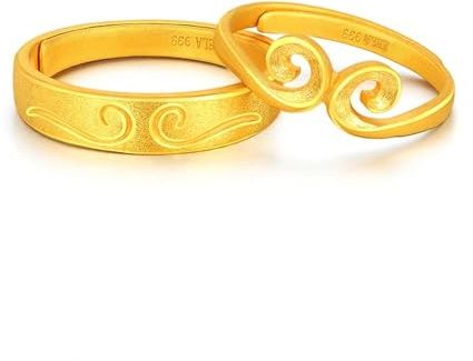 Epinki 18K Gold Freundschaftsringe, Klassiker Solitärring, Au 750 Pärchen Ringe Echt Goldschmuck, Herren Gr.62 (19.7)