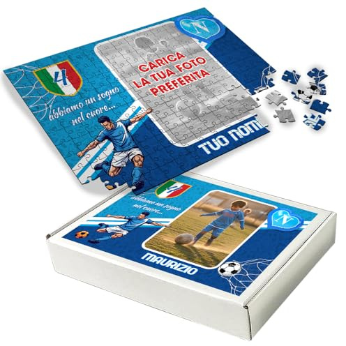 Idea Arredo Casa regalo PUZZLE 2024 SPORT 30x40 cm. 96 Tasselli Personalizzato con Nome e Foto per tifoso Napoli Napoletano (Orizzontale)