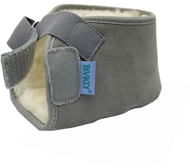 BIVIKEY 1 Pcs Australia Sheepskin Heel Protector for Pressure Sores Soft Foot Cups | Pain Relief Promote Rehabilitation Easy Fixation Women3 - Men 12 Gray
