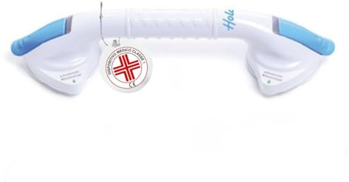 REMEDIA ONE Maniglia Doccia Anziani a Ventosa in ABS, senza Fori, 36 cm | Maniglione Bagno Disabili, Presa Antiscivolo, Maniglia Ventosa per Doccia senza Fissaggi Permanenti, Bianca